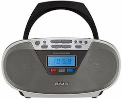 Aiwa BBTU-400SL Portable Stereo System — Analog & Digital, 6 W, FM, Silver, MP3 Playback