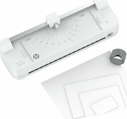 HP ONELAM COMBO A3 Laminator with Warm Function, Integrated Trimmer, Corner Rounder, 40 cm/min Speed + 15 Laminating Pouches: 3x A4, 4x A5, 4x A6, 4x B-CARD, White