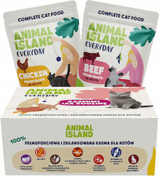ANIMAL ISLAND Chicken / Beef Fillets in broth - wet cat food - 80x85g