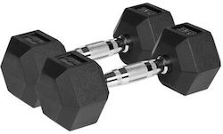 REBEL ACTIVE Rubber-coated cast iron dumbbells 2x5 kg