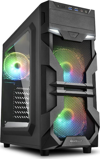 Sharkoon VG7-W RGB Μαύρο Case με Ακρυλικό Πλευρικό Panel
