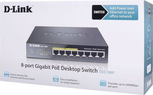 D-Link 8-Port Layer2 PoE+ Gigabit Switch