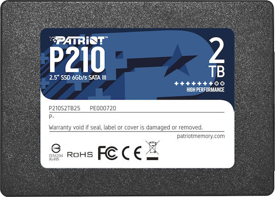Patriot P210 2TB SSD (Μαύρο, SATA 6 Gb/s, 2,5")