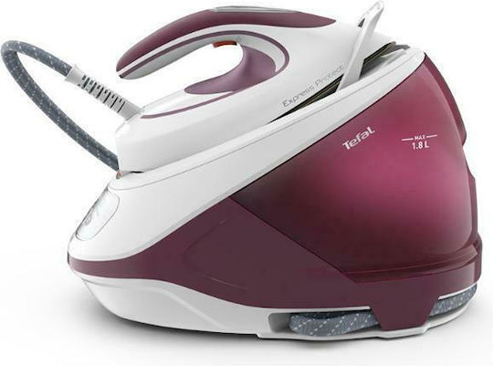 Σταθμός σιδερώματος με ατμό Tefal Express Protect SV9201E0, 2800 W, δοχείο 1,8 L, πλάκα Durilium AirGlide Autoclean, μωβ-λευκός