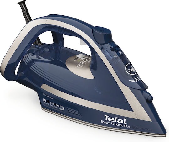 Tefal Smart Protect Plus FV6872 Dry & Steam Iron with Durilium Airglide Soleplate, 2800W, Blue