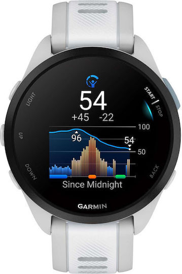 Garmin Forerunner 165 43mm Αδιάβροχο Smartwatch με Παλμογράφο (Mist Gray/Whitestone)