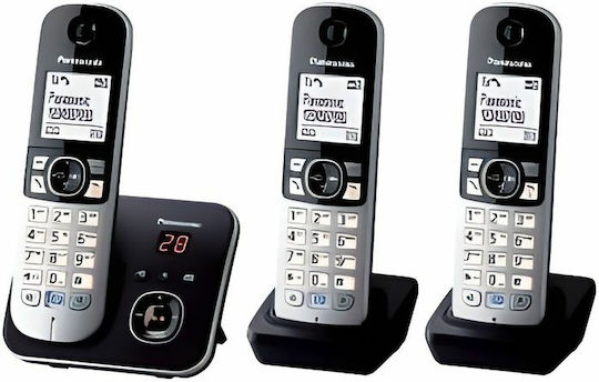 Panasonic KX-TG6823 Ασύρματο Τηλέφωνο Trio Μαύρο