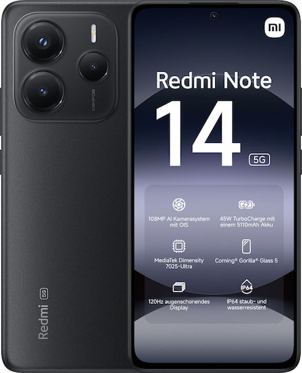 Xiaomi Redmi Note 14 8+256GB 6.67" 5G Midnight Black