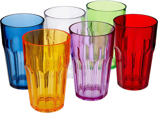Guzzini HAPPY HOUR Set of 6 Tall Ground Tumblers Assorted Colors