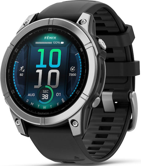 Garmin Fenix E Stainless Steel 47mm Αδιάβροχο Smartwatch με Παλμογράφο (Μαύρο)