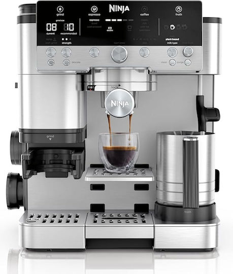 Ninja ES601EU Luxe Cafe Premier Αυτόματη Μηχανή Espresso 1650W Πίεσης 15bar για Cappuccino με Μύλο Άλεσης Ασημί