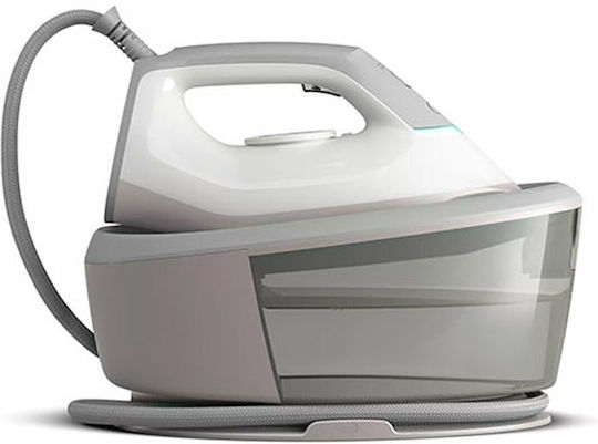 Σταθμός σιδερώματος με ατμό Philips σειρά 2000 PSG2000/80, ισχύς 2400 W, δοχείο 1,4 λίτρα, κεραμική πλάκα σιδερώματος, χρώμα Γκρι-Λευκό