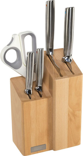 Joseph Joseph Elevate Fusion 5pc Knife & Scissors Set with Beechwood Block, Black