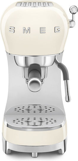 Smeg Μηχανή Espresso 1350W Πίεσης 15bar Cream ECF02CRUK