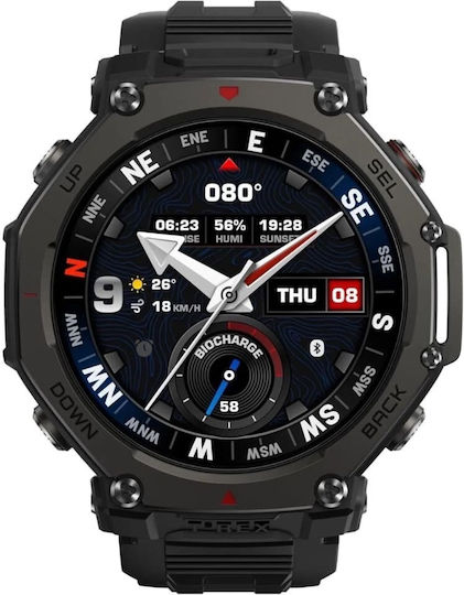 Amazfit T-Rex 3 Pro Titanium 48mm Αδιάβροχο Smartwatch (Tactical Black)