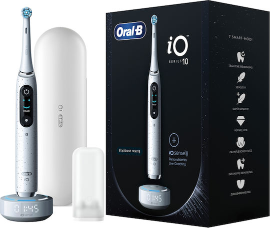 ORAL-B iO Series 10 Stardust White Electric Toothbrush with iO Sense Charger, White
