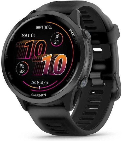 Garmin Forerunner 570 Aluminium 47mm Αδιάβροχο Smartwatch με Παλμογράφο (Slate Gray Aluminum with Translucent Black/Black Band)
