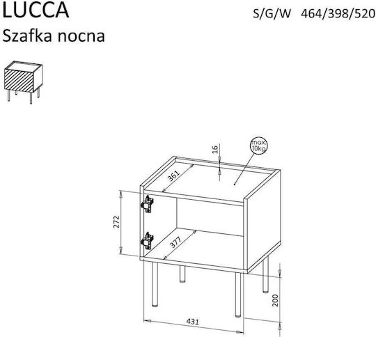 Cama LUCCA bedside cabinet, 2 pcs, 47x40x52, cashmere