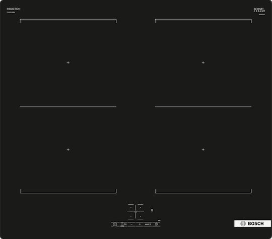 Bosch Serie 4 PVQ611BB6E 60 cm Built-in Black Induction Hob with 4 Cooking Zones